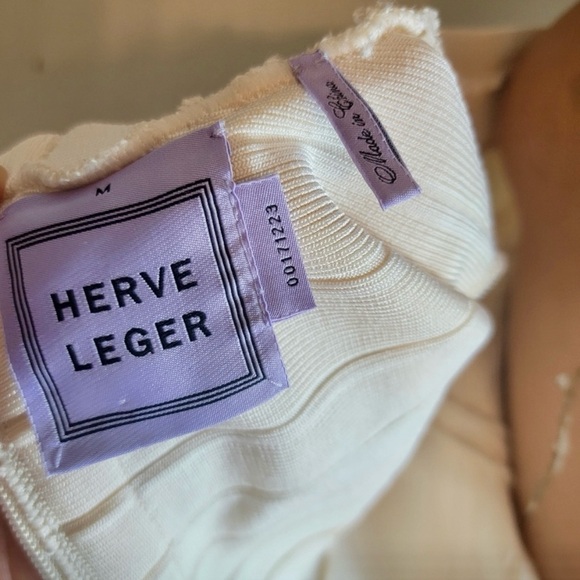 Herve Leger Lorelei Vanilla Body Con Bandage Dress w Gold Hardware - Picture 8 of 10